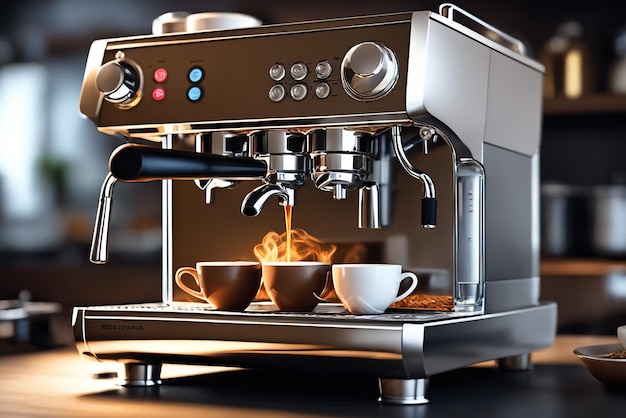 Máquina de café expresso profissional composição perfeita altamente detalhada