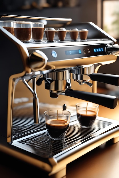 Máquina de café expresso profissional composição perfeita altamente detalhada