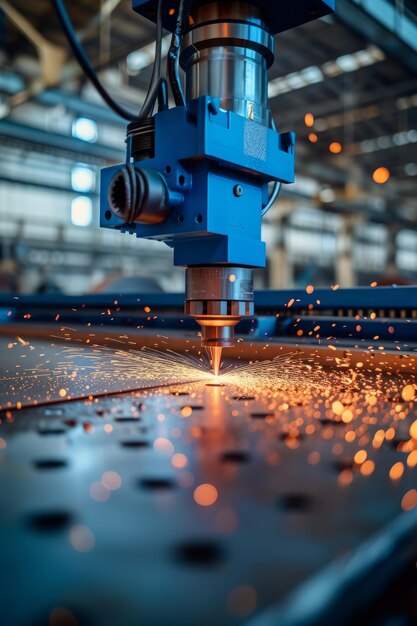 Foto máquina de corte a laser em funcionamento