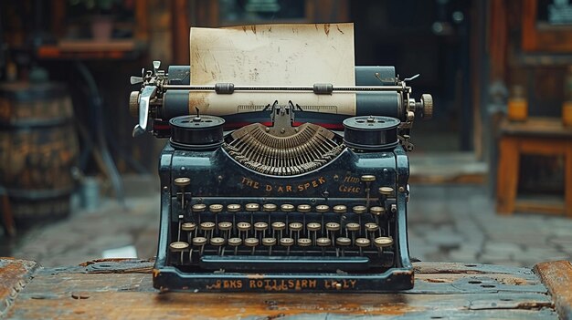 Máquina de escrever antiga com uma página em branco