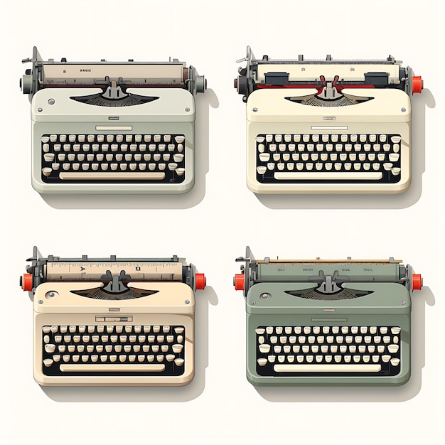 Máquina de escrever colorida Papel cinza claro Cor Monospaced Font Estilo Tipo conceito criativo ideia design