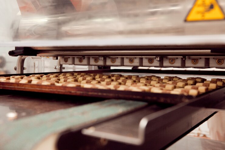 Foto máquina de fazer biscoitos na fábrica