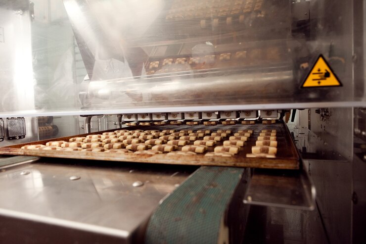 Foto máquina de fazer biscoitos na fábrica