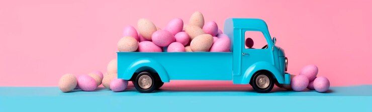 Foto máquina de páscoa com ovos generative ai