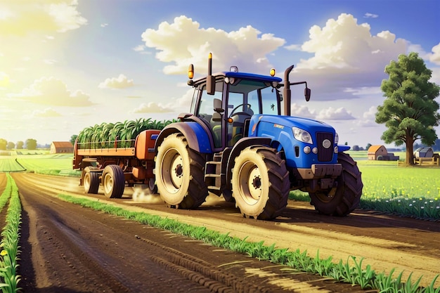 Máquina de tractor agrícola cultivando um campo.