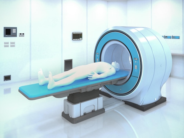 máquina de varredura de mri de renderização 3d ou dispositivo de varredura de ressonância magnética