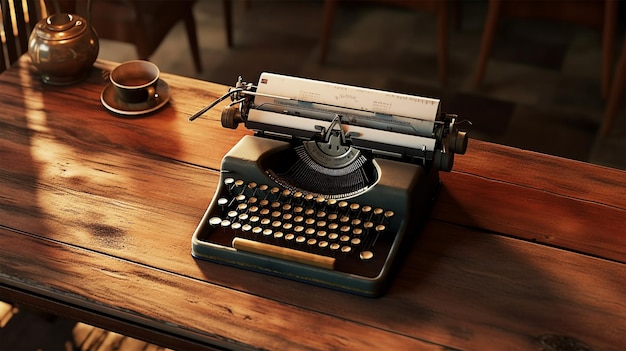 máquina de escribir antigua en una mesa de madera