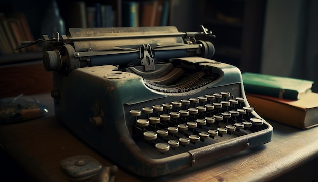 Máquina de escribir El instrumento de escritura rústico para la creatividad nostálgica generado por IA