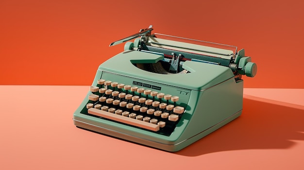 Una máquina de escribir verde con la palabra tipo en la parte superior.