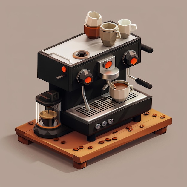 La máquina de espresso en 3D
