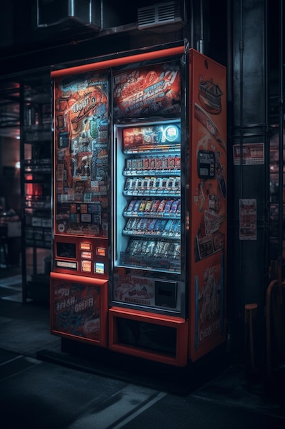 Una máquina expendedora de coca cola roja con un logo de coca cola en el frente.