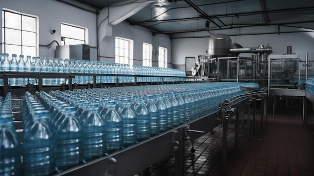 Una máquina grande con botellas azules de agua.