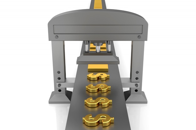 Máquina para hacer dinero. Representación 3D