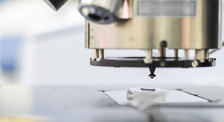 Foto máquina de química analítica en laboratorio