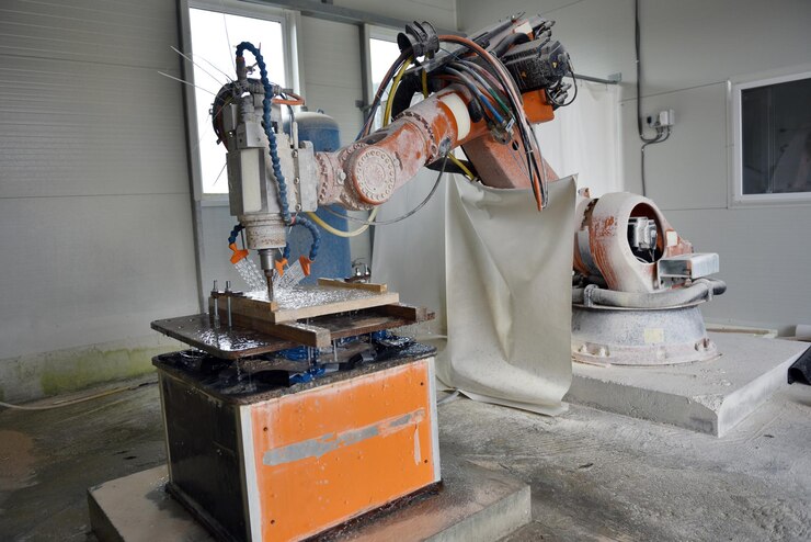Foto máquina robótica para moler piedras