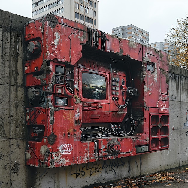 Foto una máquina roja con la palabra tp en ella