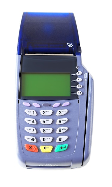 Máquina de tarjeta de crédito aislada en blanco