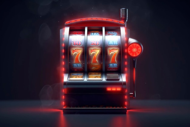 La máquina tragamonedas dorada gana el premio mayor 777 Big win concept Casino jackpot