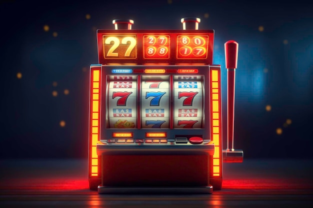 La máquina tragamonedas gana el premio mayor 777 Big win concept Casino jackpot