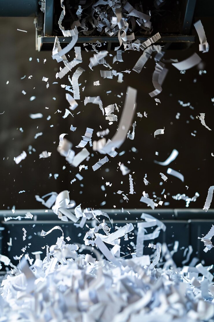 La máquina de triturar papel en acción