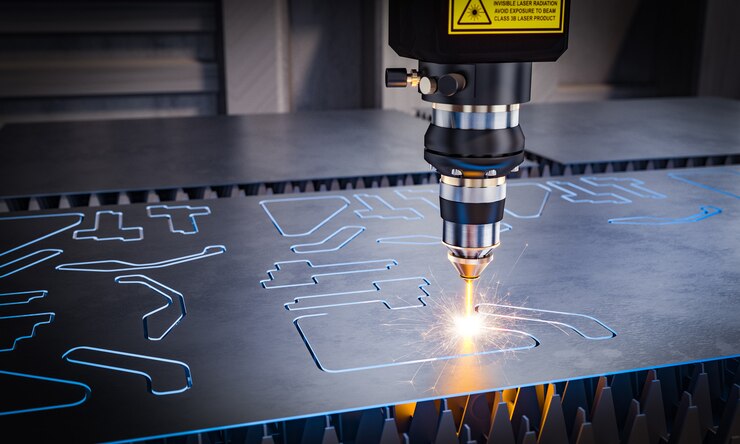 Foto maquinaria láser cnc para corte de metales.