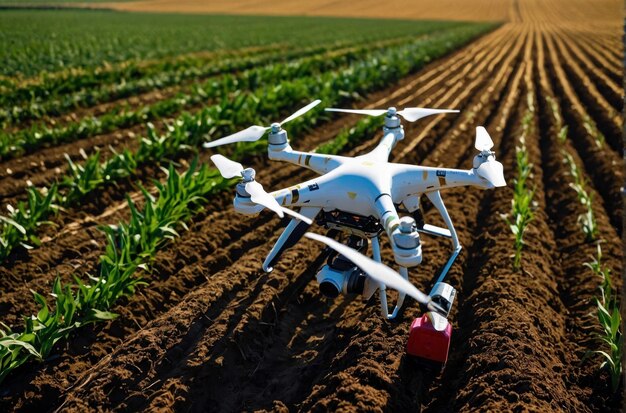 Foto máquinas agrícolas trabajando en el campo