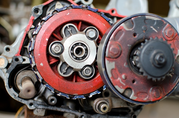 Máquinas de rodas dentadas, Close-up detalhe de um motor automotivo em exposição