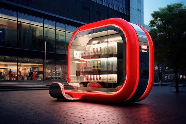 Máquinas de venda automática e quiosques futuristascidade de visão futura