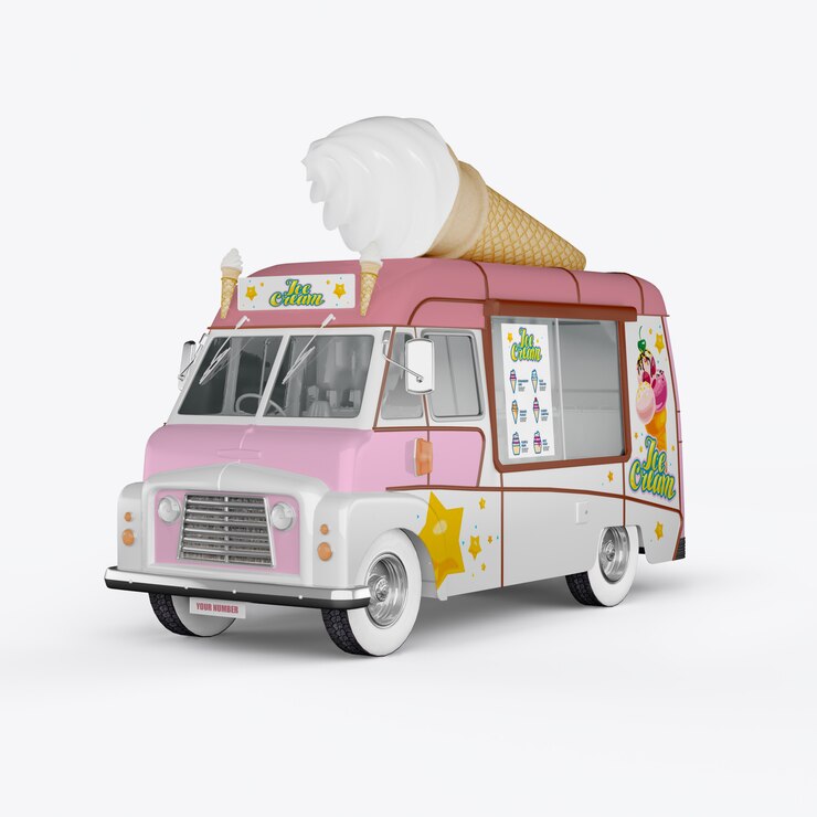 Máquinas de render 3D para helado en blanco