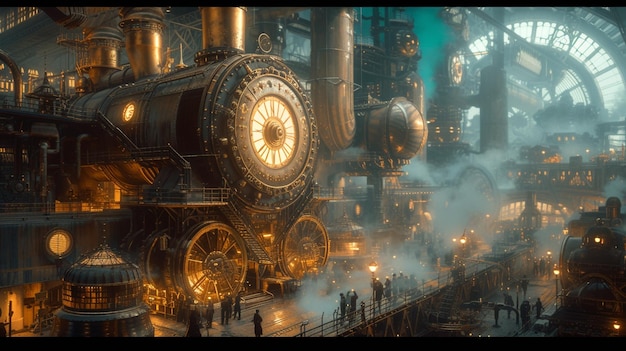 Máquinas Steampunk em um papel de parede inspirado na fantasia