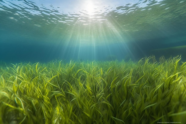 Un mar azul con el sol brillando sobre el agua.