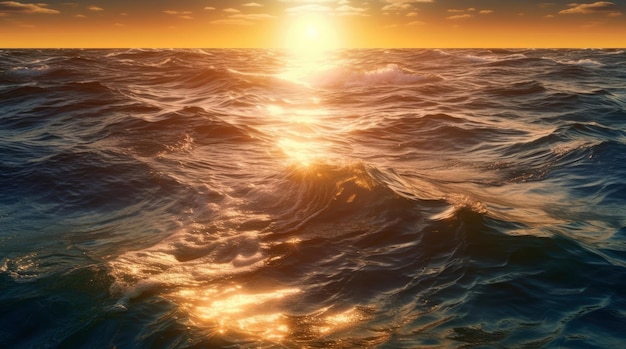 Mar brillante con reflejos de sol en el momento del amanecer