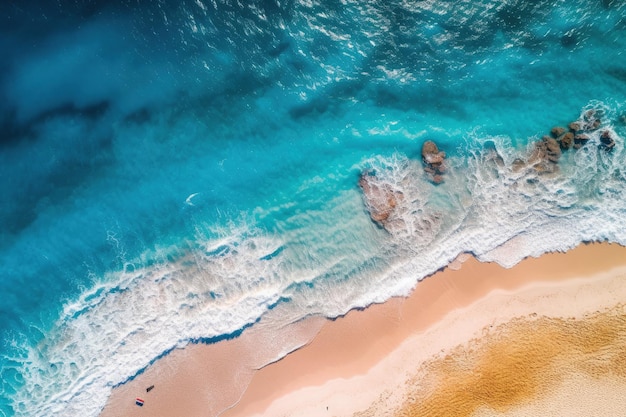 mar cristalino de verão de cima com o drone