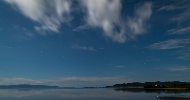 Mar e horizonte à noite