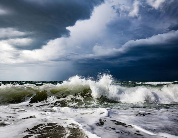 Foto un mar furioso en una tempestad violenta