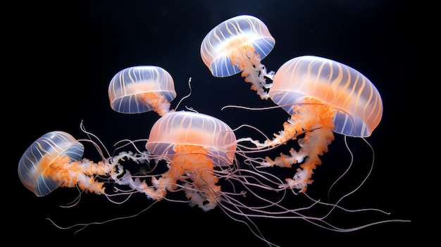 mar medusa brilhante brilhante embaixo da agua oceano