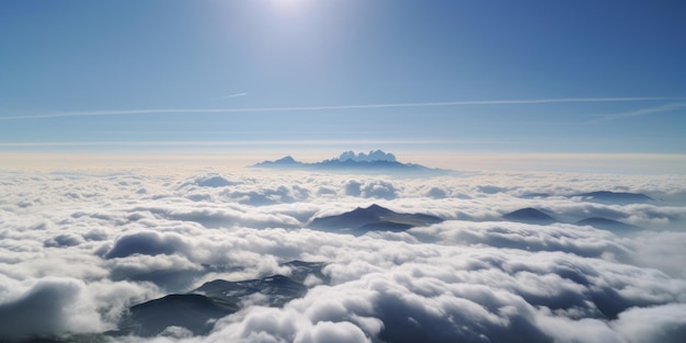 Mar de nubes con fondo de cielo azul IA generativa