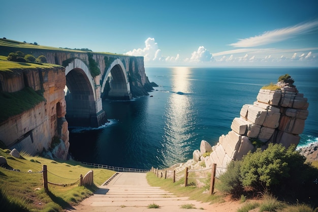 El mar y el puente del casco antiguo