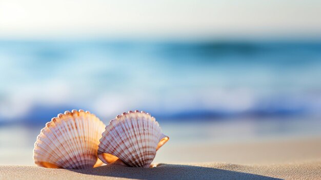 Mar tranquilo com conchas na praia de areia perfeito para a colocação de texto e composição serena