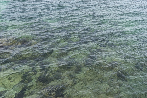 el mar tranquilo, textura de agua azul con tonos turquesa del mar mediterráneo en la isla de Mallorca, España