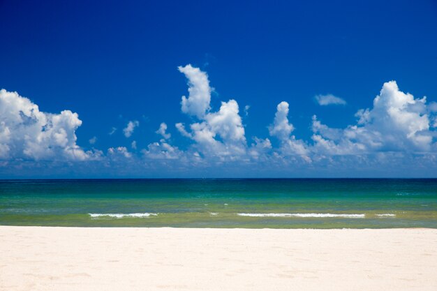 Mar tropical na praia de areia branca