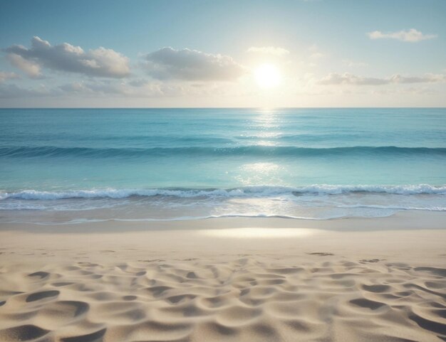 Mar vacío y playa con fondo de sol