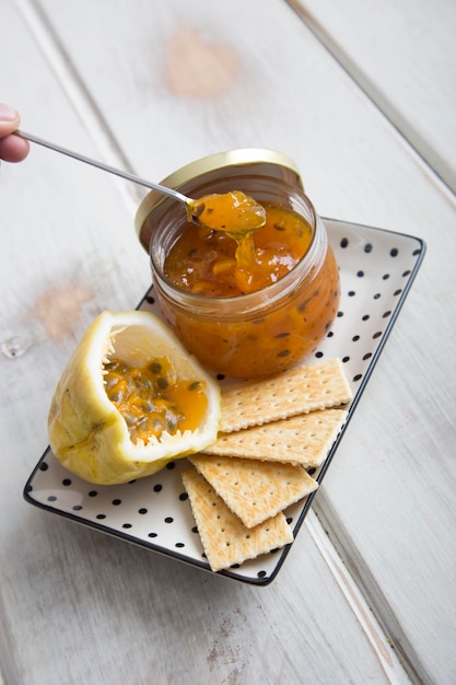 Maracuja-Samen-Tropenfrucht-Marmeladen-Gelee-Marmelade aus Früchten und Zucker