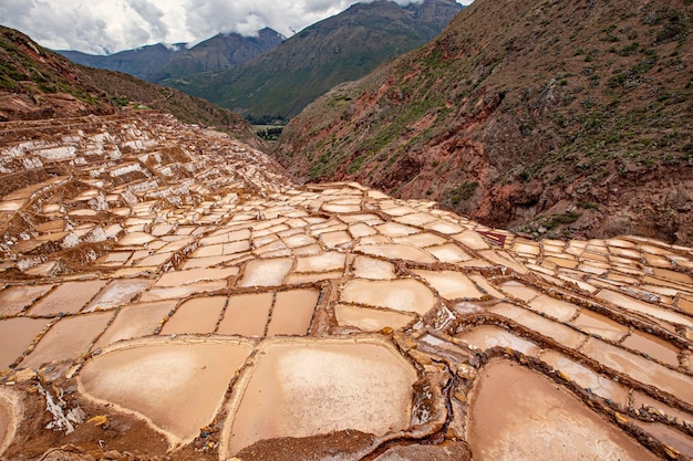 Maras Salt Mines Luftbild, Provinz Cusco, Peru