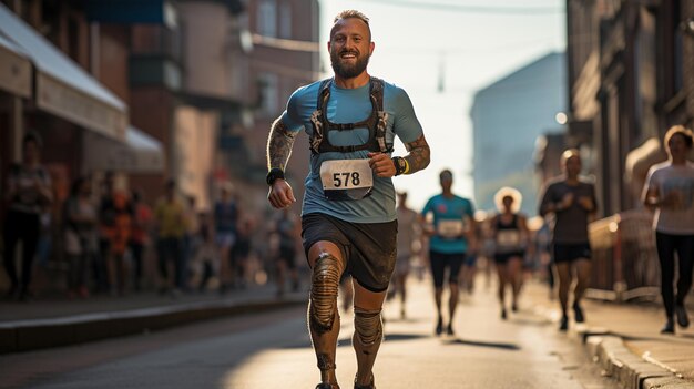 Marathonläufer, die auf einer Stadtstraße laufen