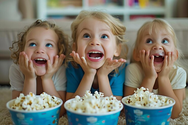 Foto maratona de filmes para crianças e hora de lanche