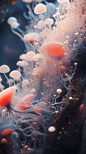 Maravilhas microscópicas CloseUp de pequenas formas de vida IA geradora