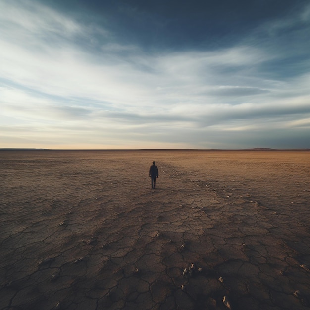 Maravilhosa imagem de céu aberto em pé no deserto IA generativa