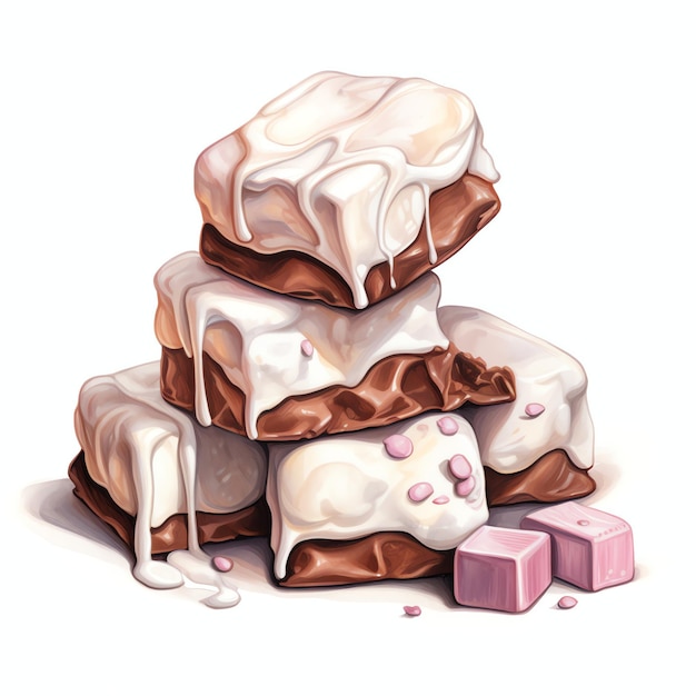 Maravilhoso marshmallow coberto de chocolate deliciosa ilustração de clipart de sobremesa