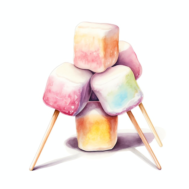 Maravilhoso marshmallow em um bastão deliciosa ilustração clipart sobremesa